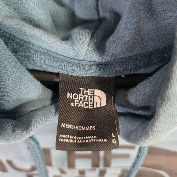 Mens The North Face Blue Pullover Hoodie Sweatshirt Cotton Blend Drawstring L - Picture 3 of 9